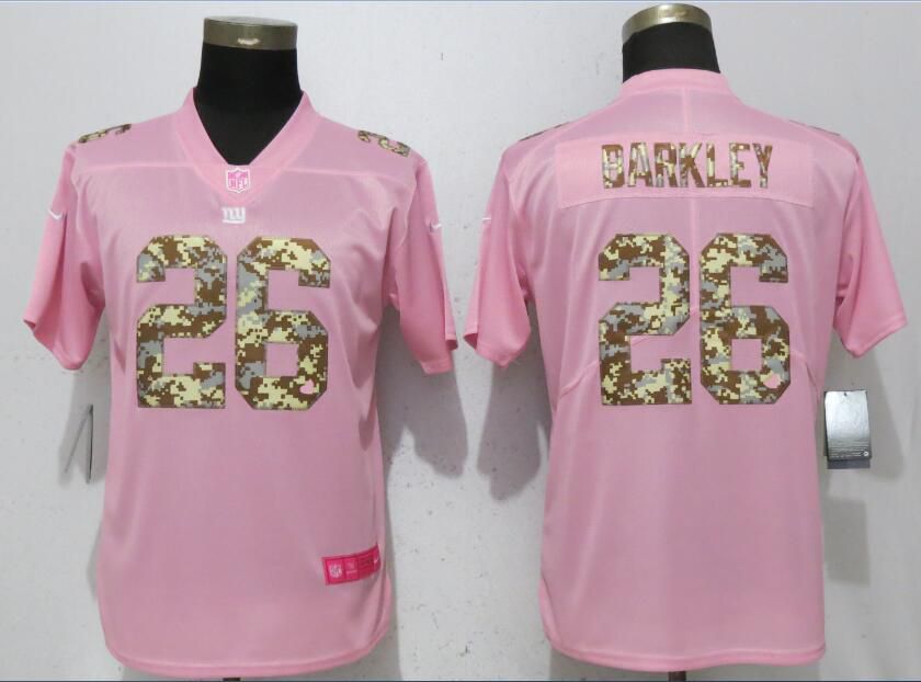 Women New York Giants #26 Barkley Pink Camouflage font love pink Nike Vapor Untouchable Player NFL Jerseys->los angeles angels->MLB Jersey